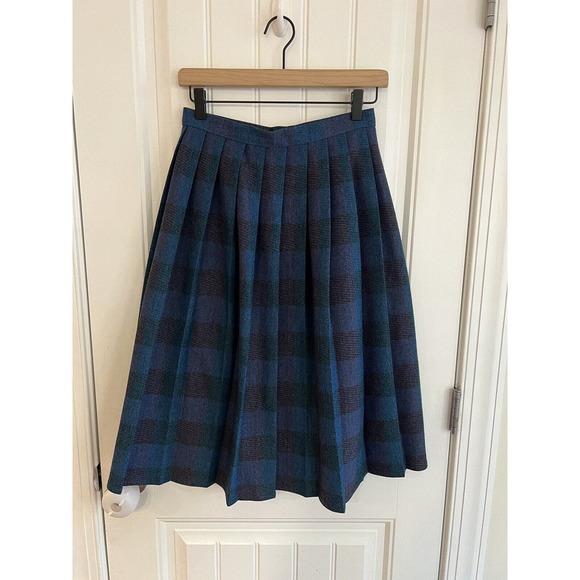 Vintage St Michael Pleated Skirt Size 12 US UK 40 Gray Plaid Academia Collegiate - Picture 1 of 4